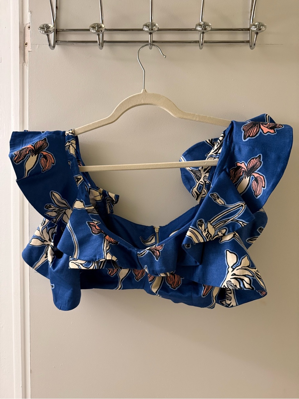 Alexis Blue Floral Ruffle Crop Top
